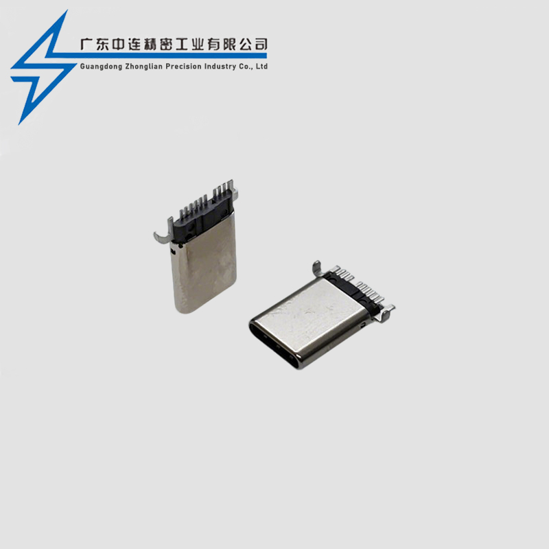 TYPE C公头 9P SMT有插脚拉伸款