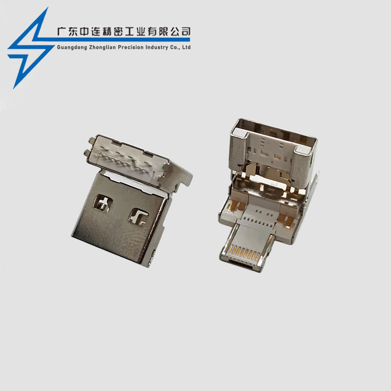A公+MICRO公+苹果头三合一夹板式翻盖头OTG 2.0
