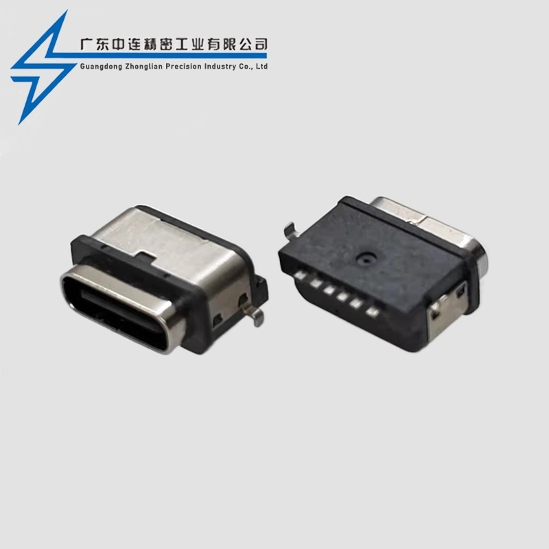 TYPE C母座6P沉板后两脚 防水款