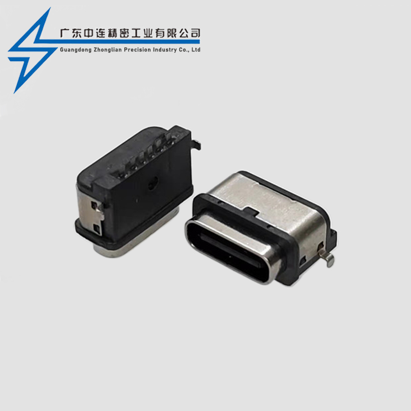TYPE C母座6P沉板后两脚 防水款