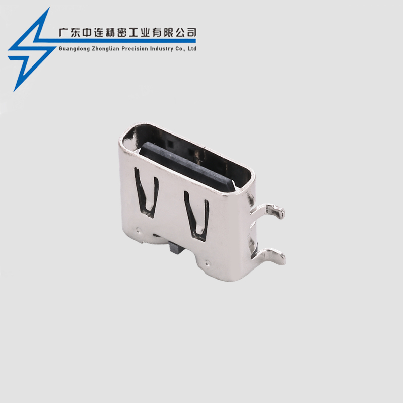 TYPE C母座6P全贴带弹