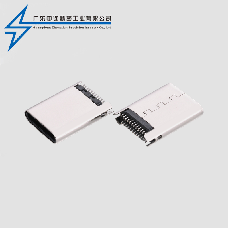 TYPE C公头24P夹板铆合插针单头