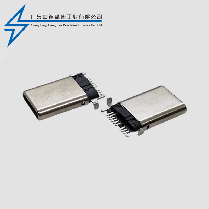 TYPE C公头 9P SMT有插脚拉伸款