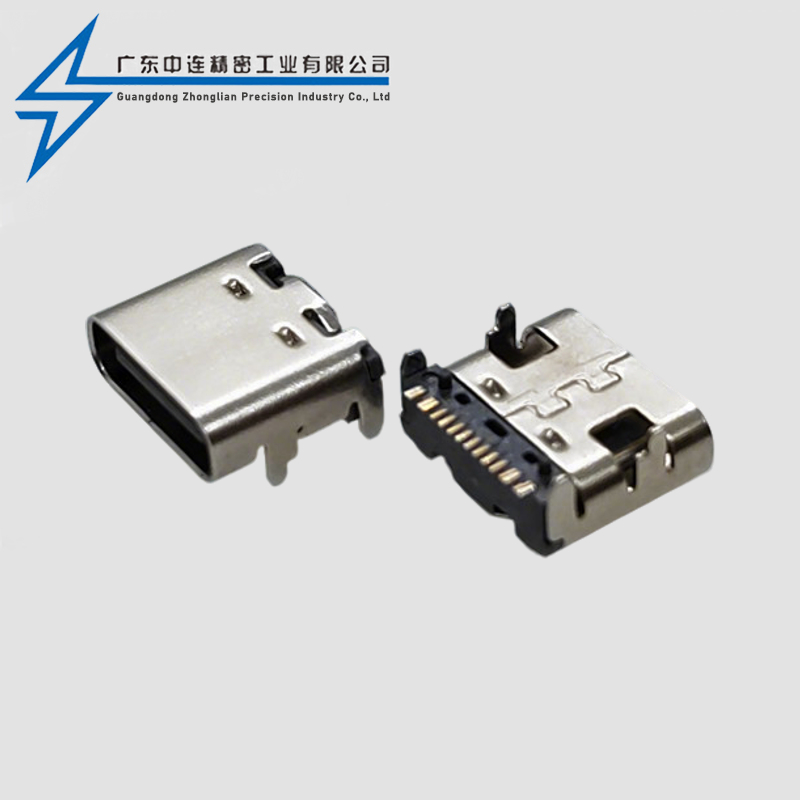 TYPE C母座单排16P SMT三次模顶